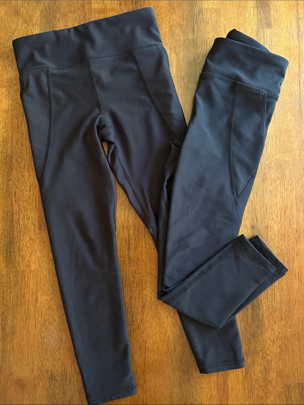 Active Girls Black Leggings Bundle XS 5 High Rise Go-Dry Athletic Pockets 2 Pack